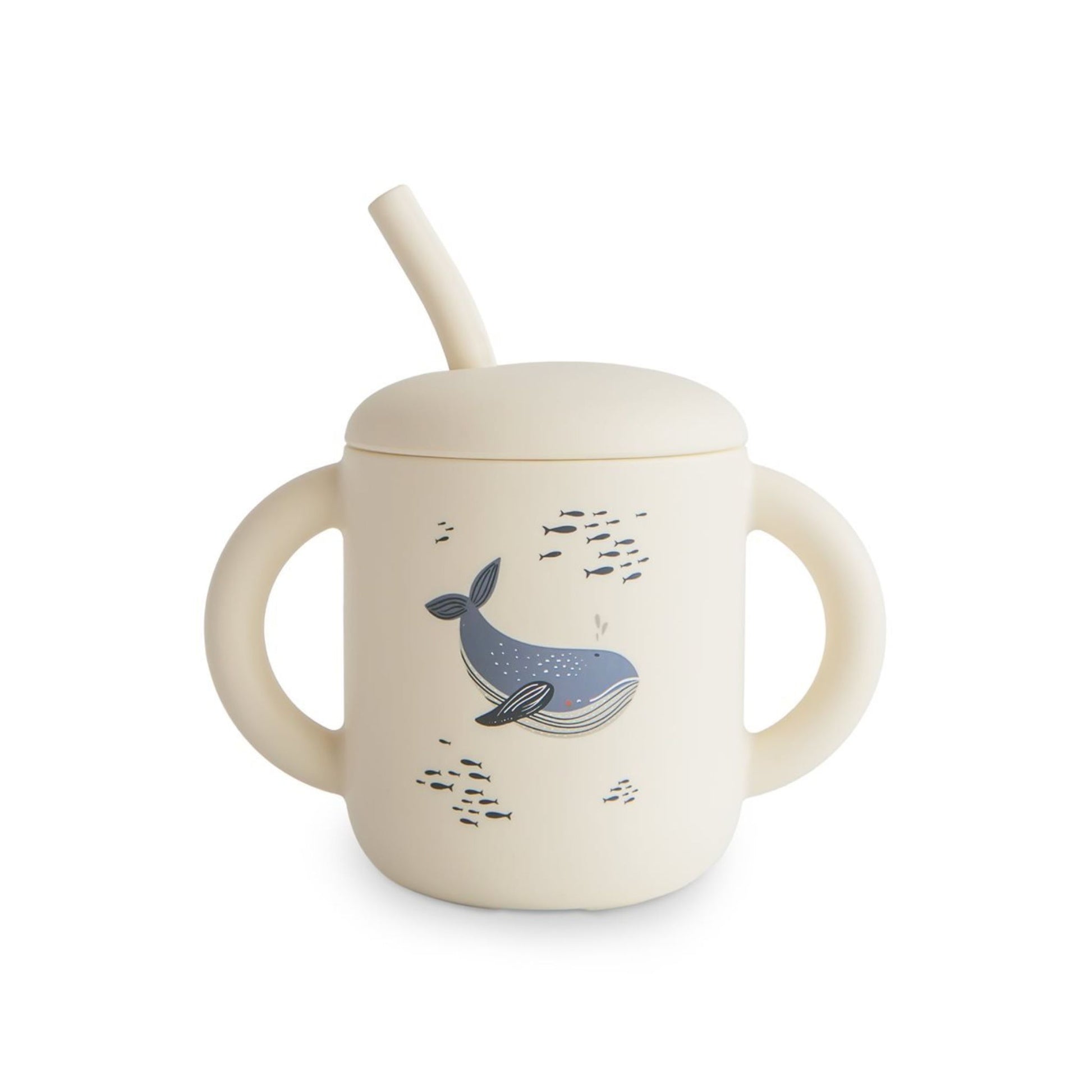 Mushie Taza Didáctica + Pajita de Silicona Print