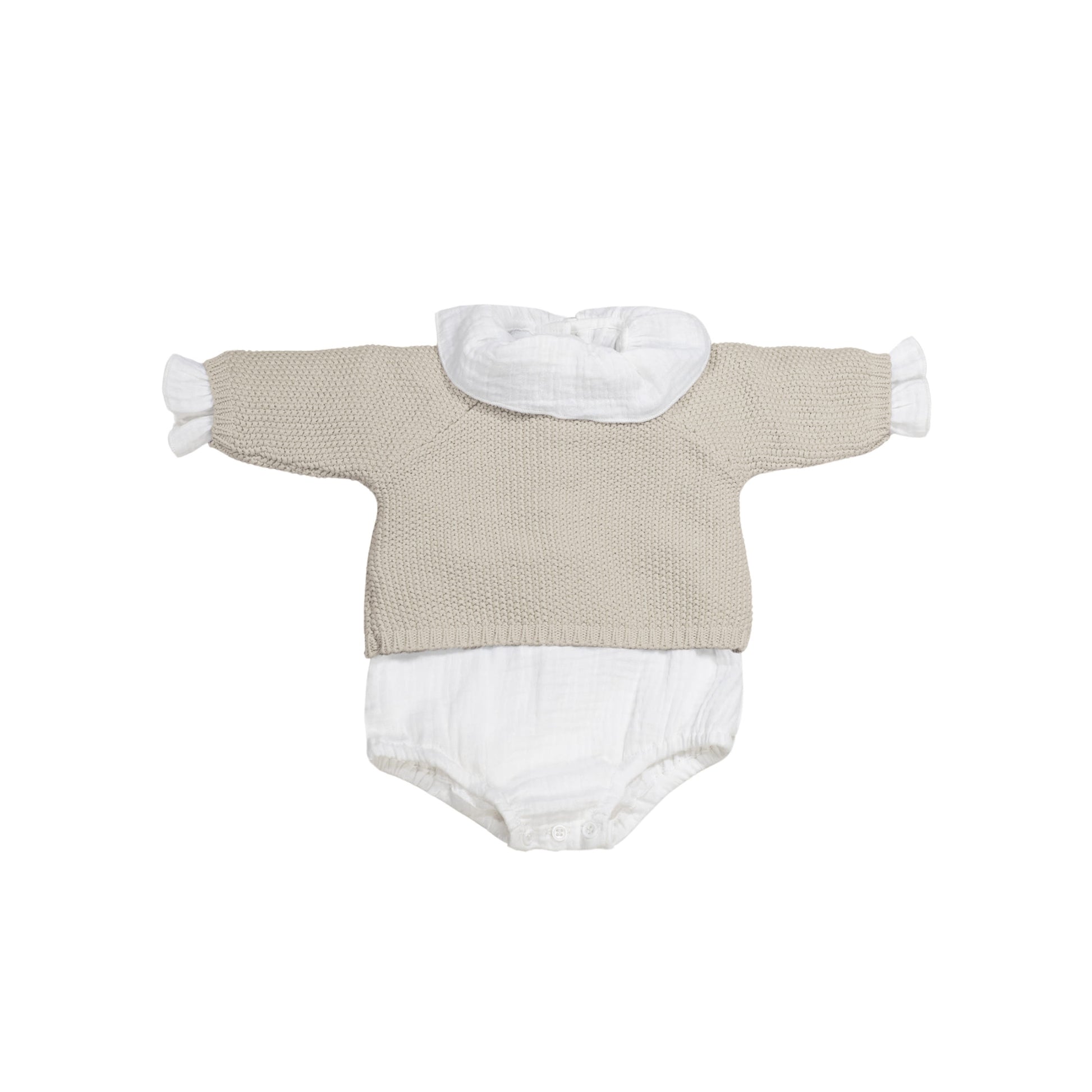 Set Recién Nacido 3 Piezas – Tricot & Bambula Beige de Pasito a Pasito