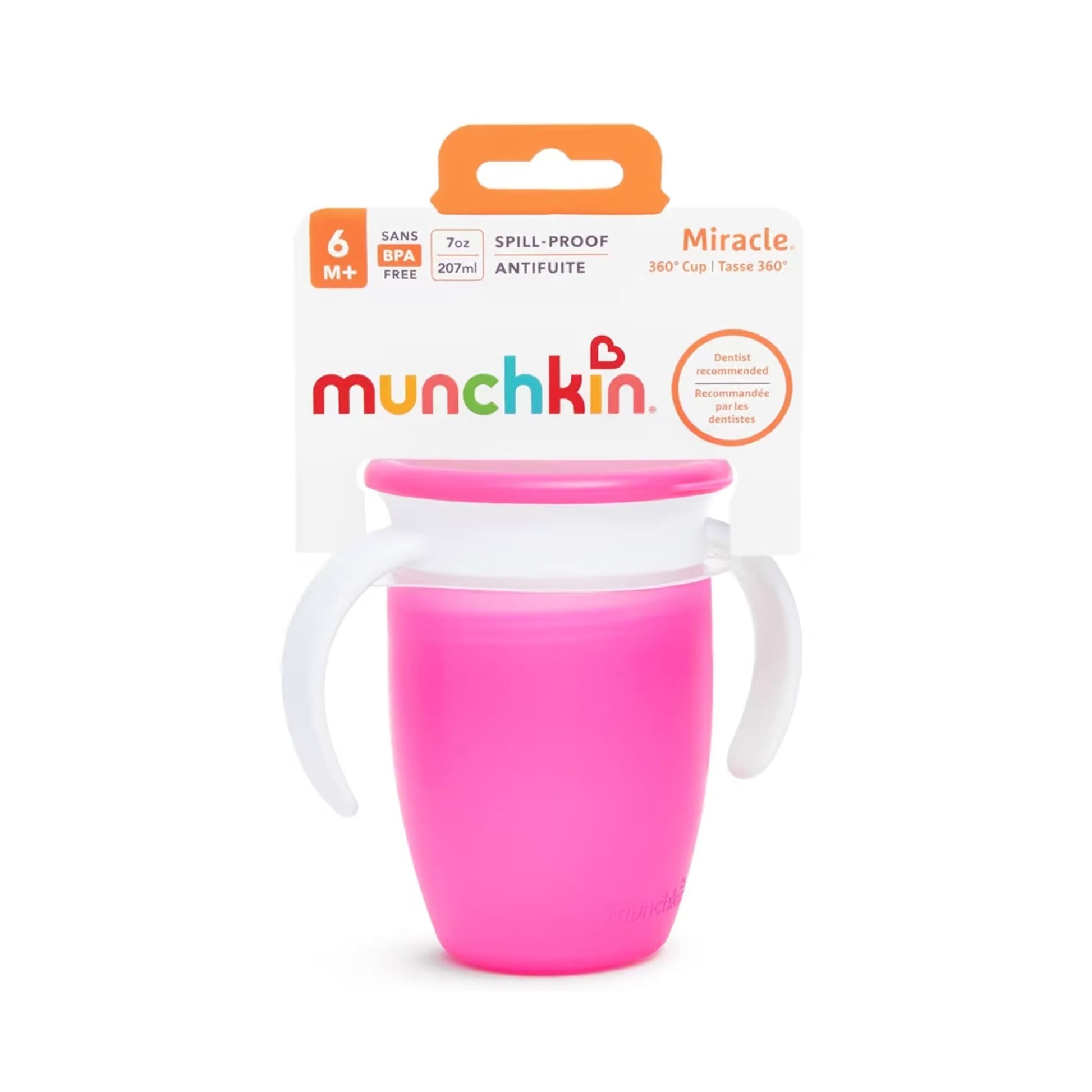 Taza Antigoteo Miracle 360º Rosa 200ml con Asas | Munchkin