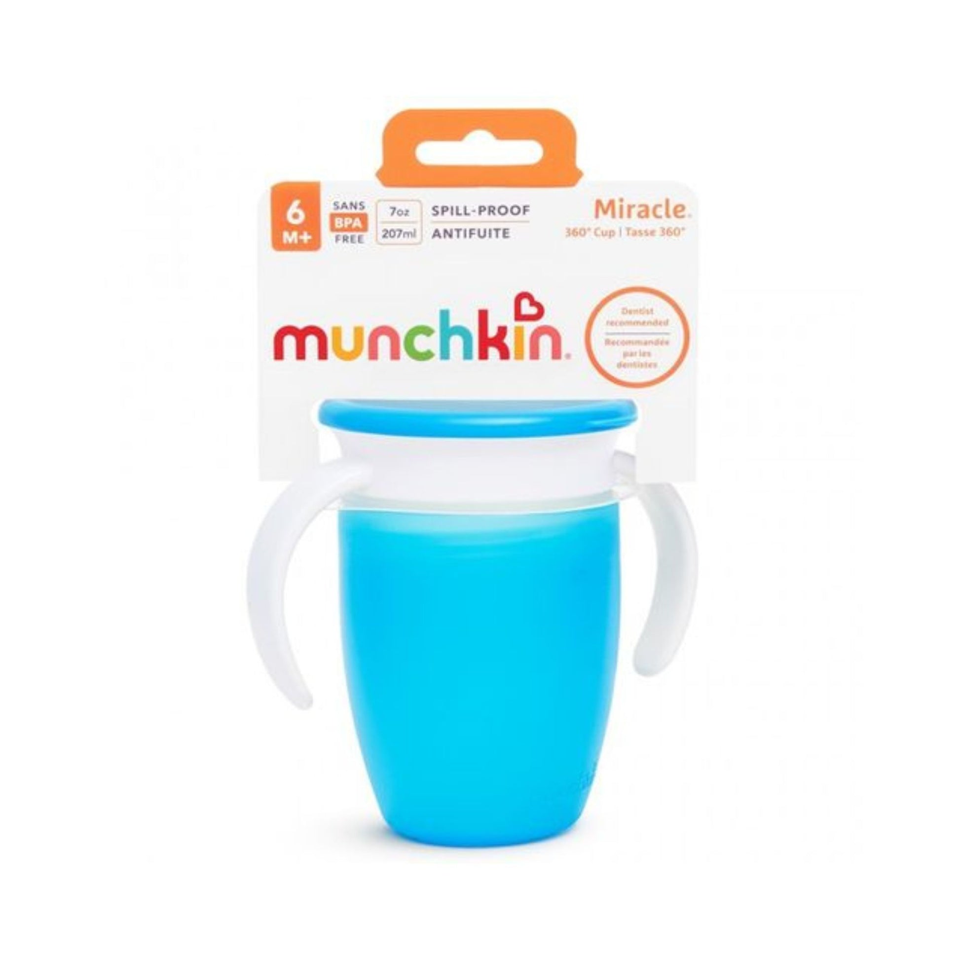 Taza Antigoteo Miracle 360º Azul 200ml con Asas | Munchkin