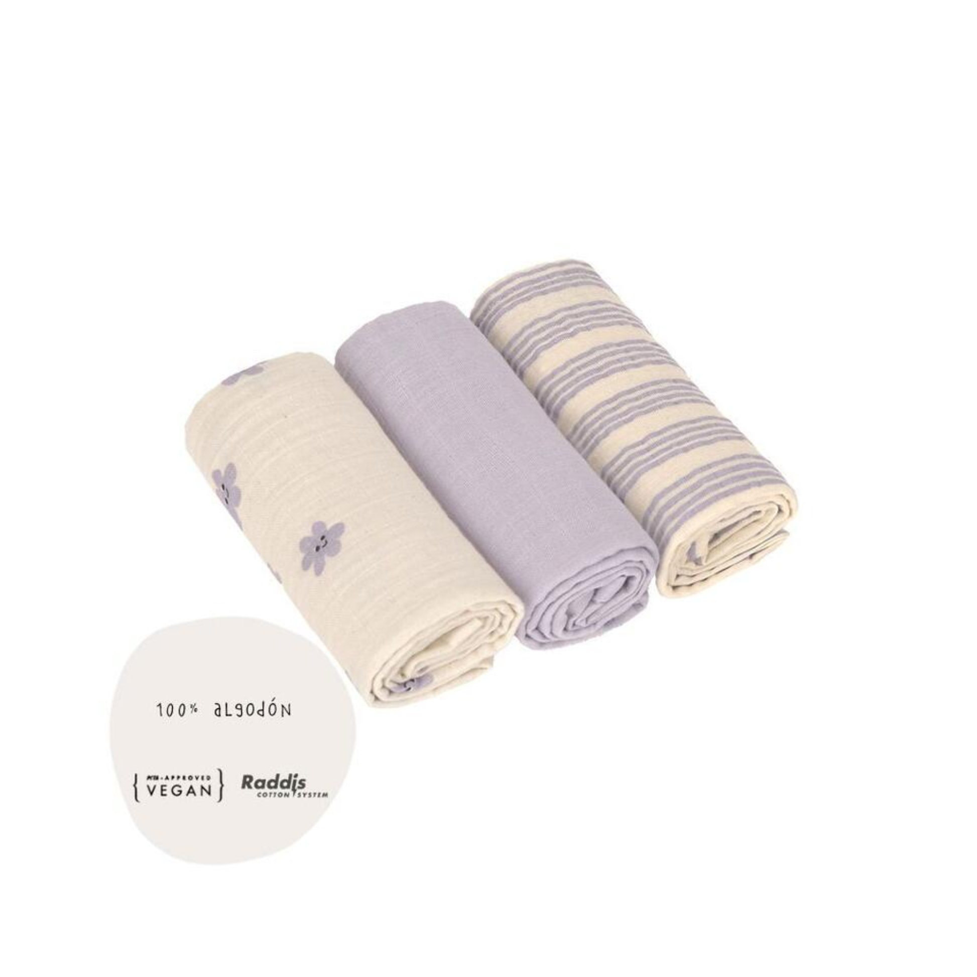 Muselina bebé Tiny Team Lilac – 60 × 60 cm · Lässig