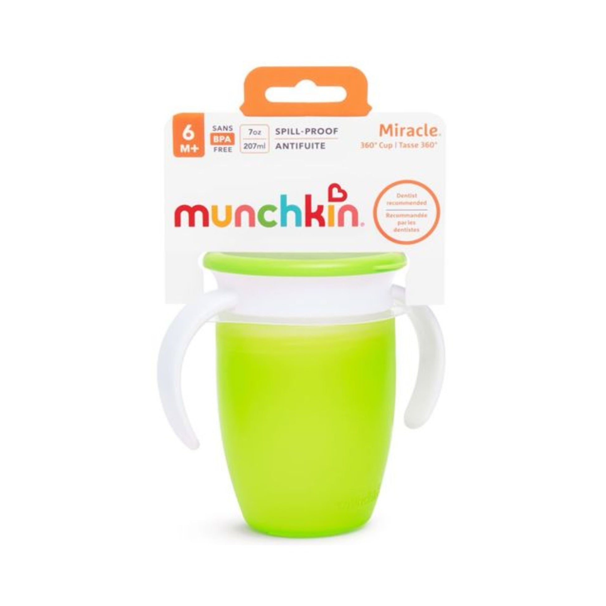 Taza Antigoteo Miracle 360º Verde 200ml con Tapa | Munchkin
