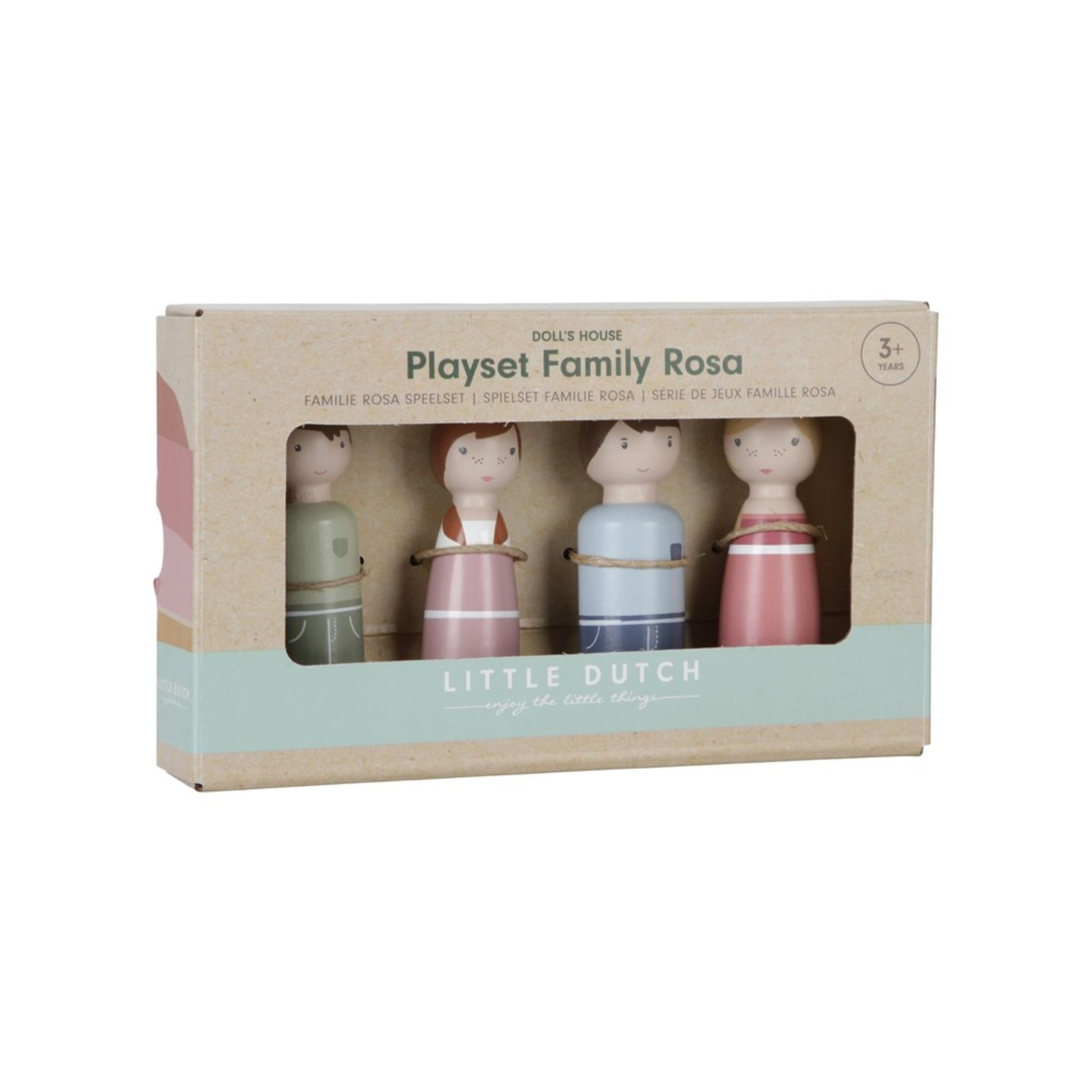 Set Familia Rosa Little Dutch – Muñecos de madera para casa de muñecas