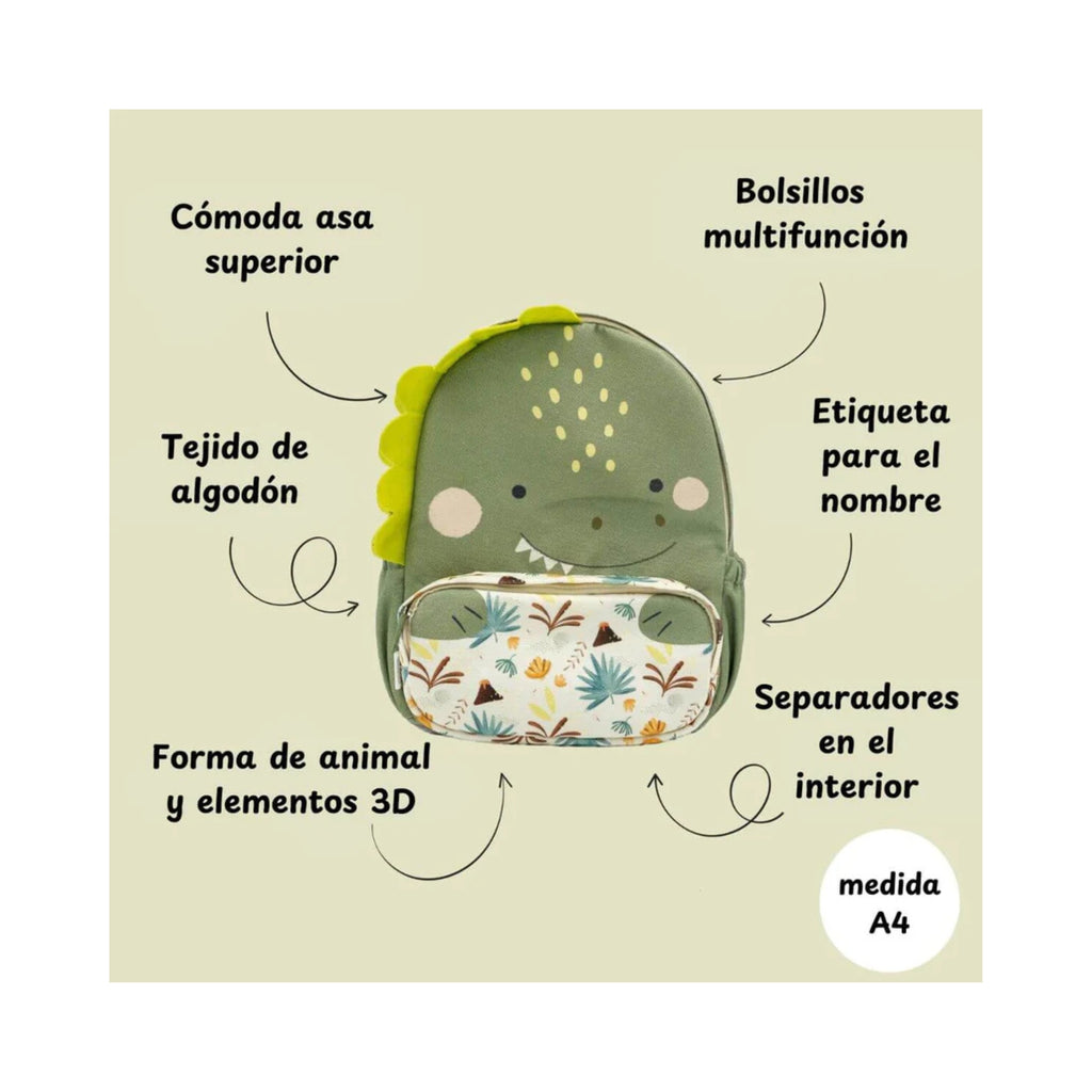 Mochila Escolar Infantil A4 – Dinosaurio