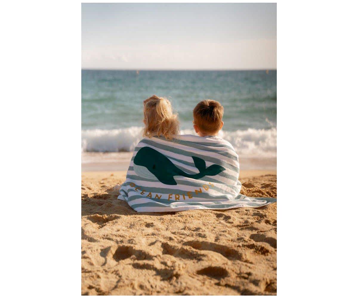 Toalla de Playa SeaShells y Rayas Surf Verde – Little Dutch